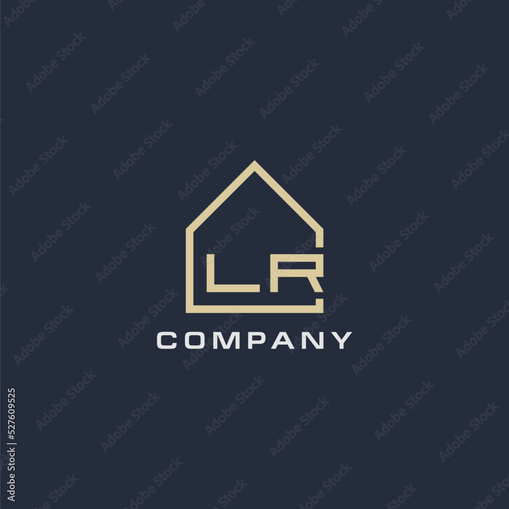 Initial letter LR real estate logo with simple roof style design ideas
