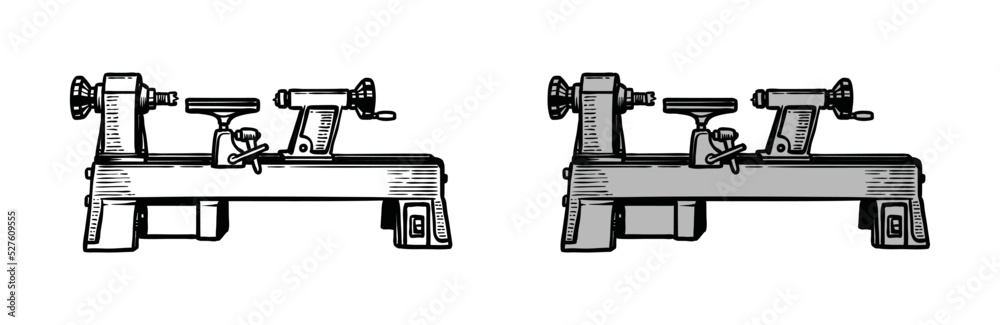 Lathe Industrial Hand drawn Illustration Symbol Vector