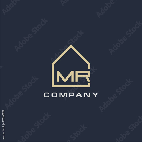 Initial letter MR real estate logo with simple roof style design ideas