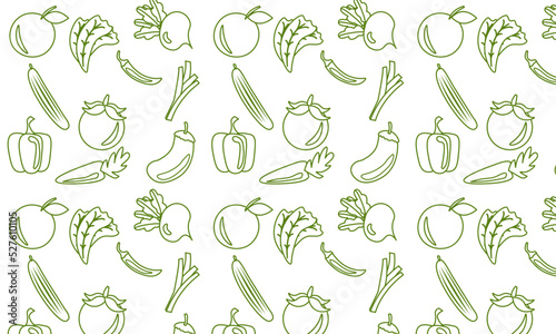 Food background, vegetables seamless pattern. Healthy eating - lettuce, iceberg salad, parsley, dill, spinach leaf line icons. Vegetarian, farm grocery store vector illustration, green white color