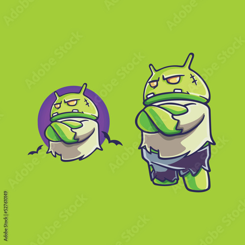 Angry Android Monster Concept Cartoon Mascot