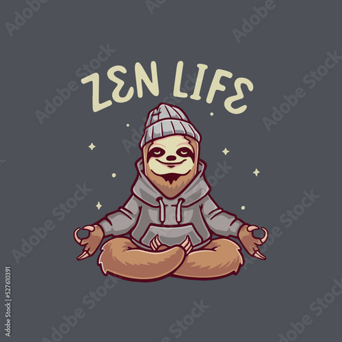 Meditation Sloth Concept Cartoon Character