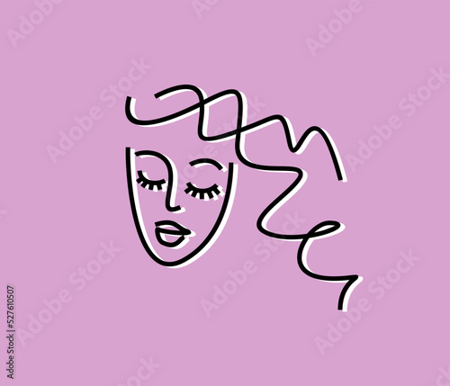 beauty salon logo. face girl icon. beautiful woman portrait - thin line vector illustration
