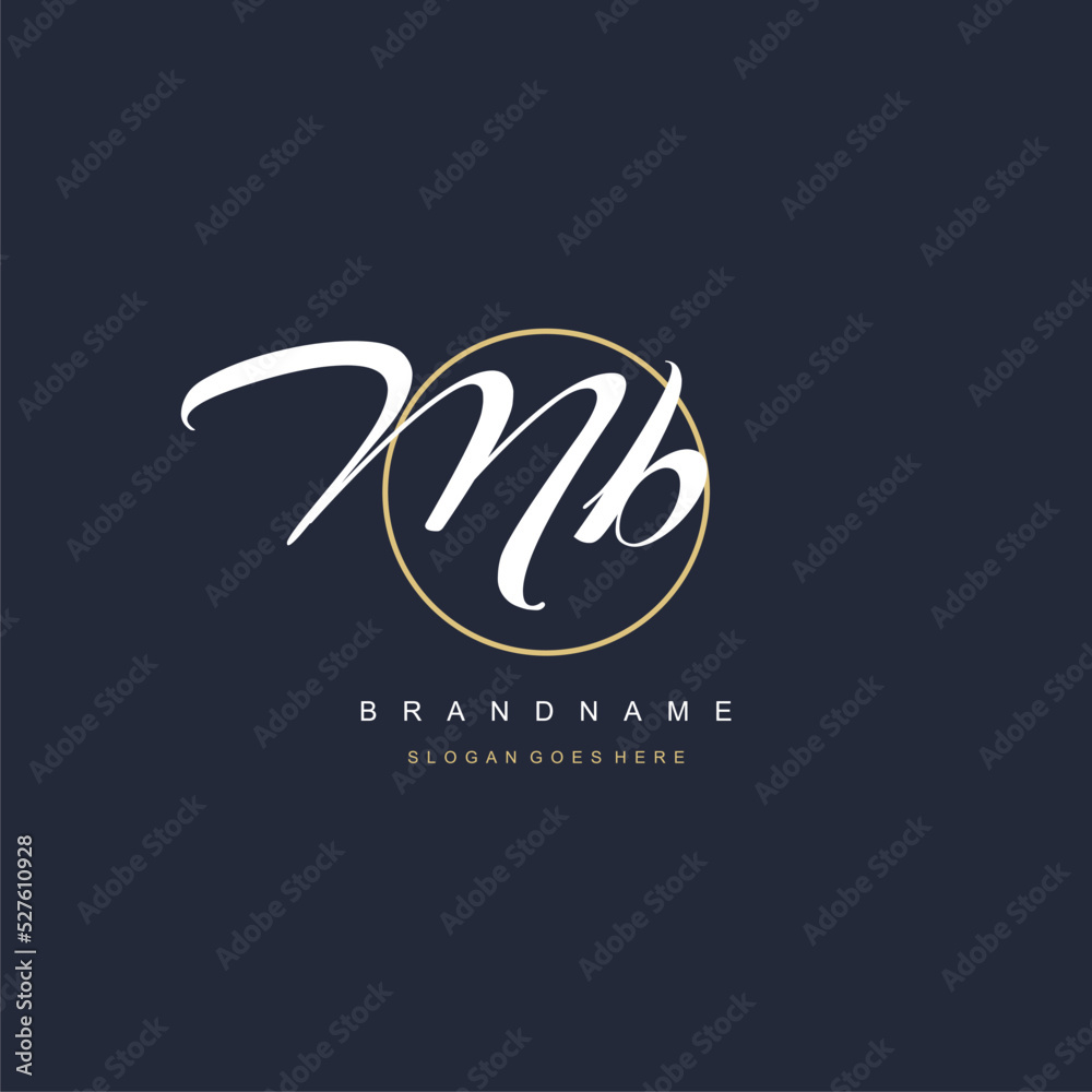 Initial letter MB logo monogram feminine style with circle line design ...