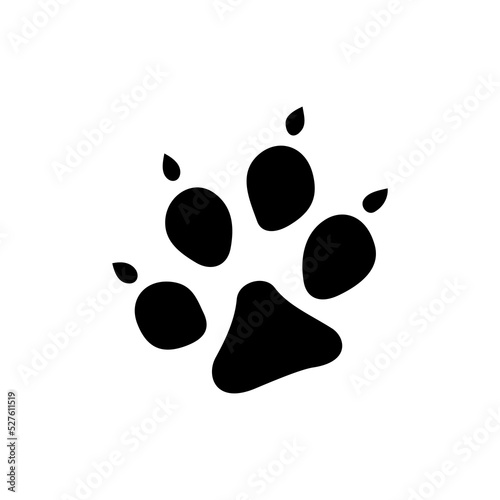 Puma, jaguar, cheetah cougar animal foot print isolated black silhouette icon. Vector wild cat pet steps, pawprint tracks, hunting sport rescue trace. Savanna wildlife animal footsteps on footpath