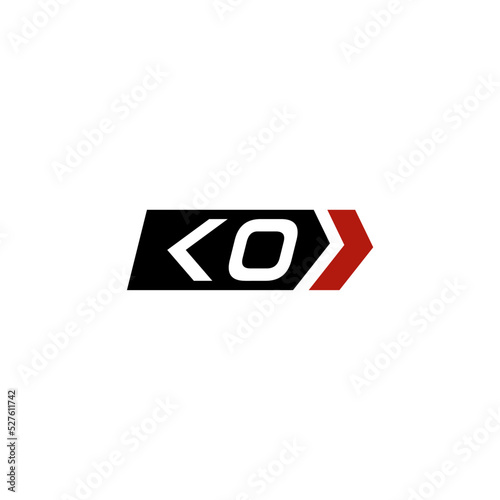 Letter KO logo with simple right arrow design ideas