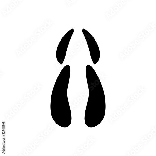 Pig or goat foot steps isolated black silhouette icon. Vector cow hooves marks, footsteps of livestock mammal, elk, moose or deer hoof. Footprint imprints on ground, goat animal legs dirty marks