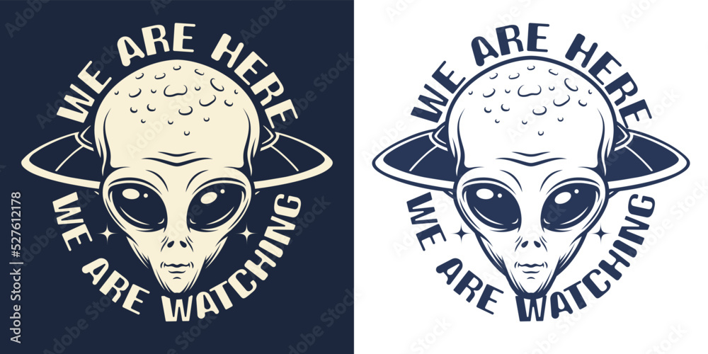 Alien warning monochrome vintage sticker