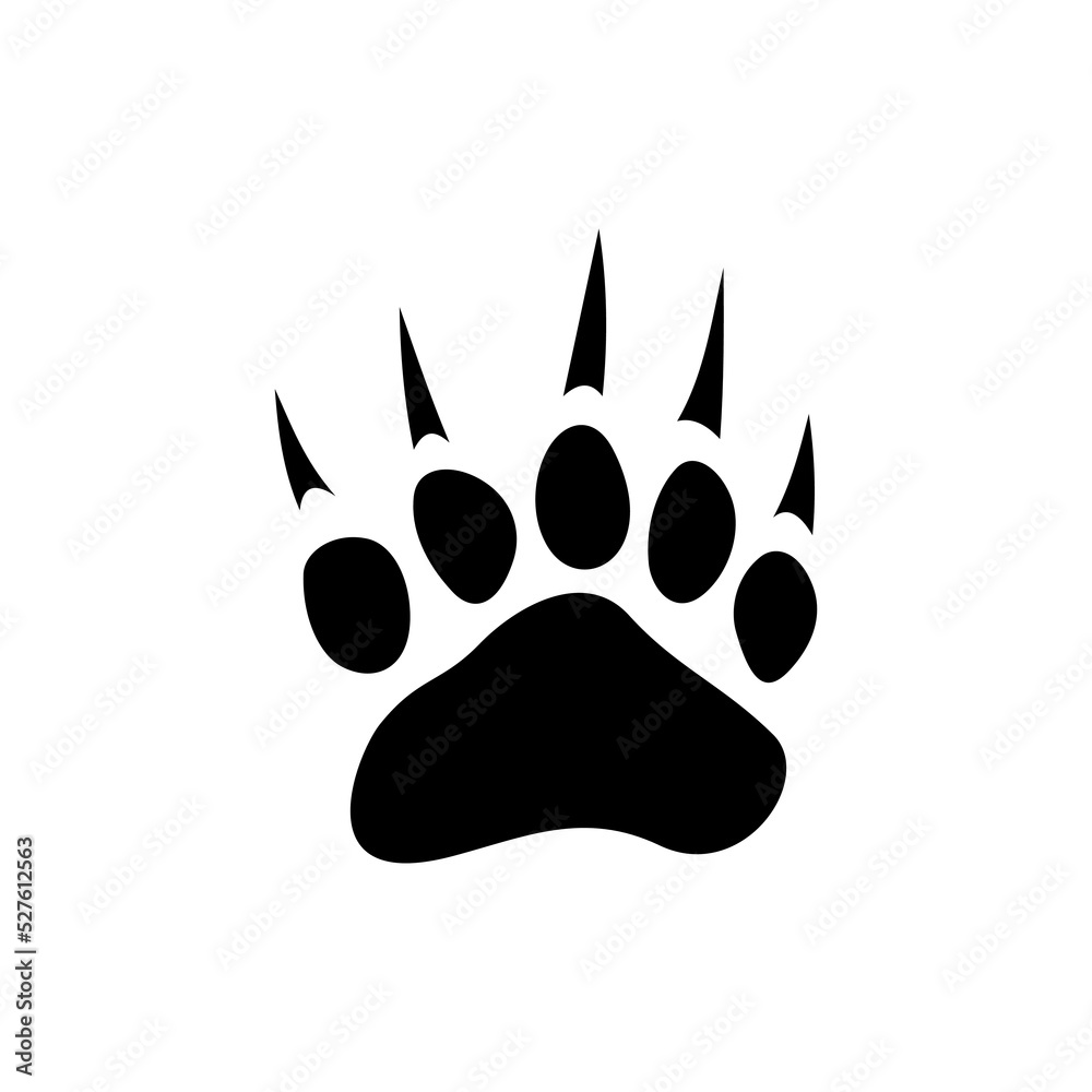 Stoat, ermine or raccoon animal footprints isolated black silhouette icon. Vector carnivore step trace, footprint mark mascot. Forest animal paw print, burglar footprint, northern racoon mark in mud Stoat, ermine or raccoon animal footprints isolated black silhouette icon. Vector carnivore step trace, footprint mark mascot. Forest animal paw print, burglar footprint, northern racoon mark in mud