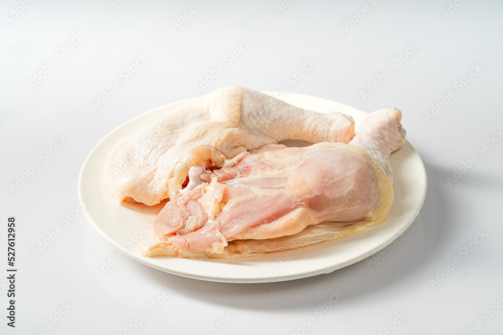 Fresh chicken on a pure white background