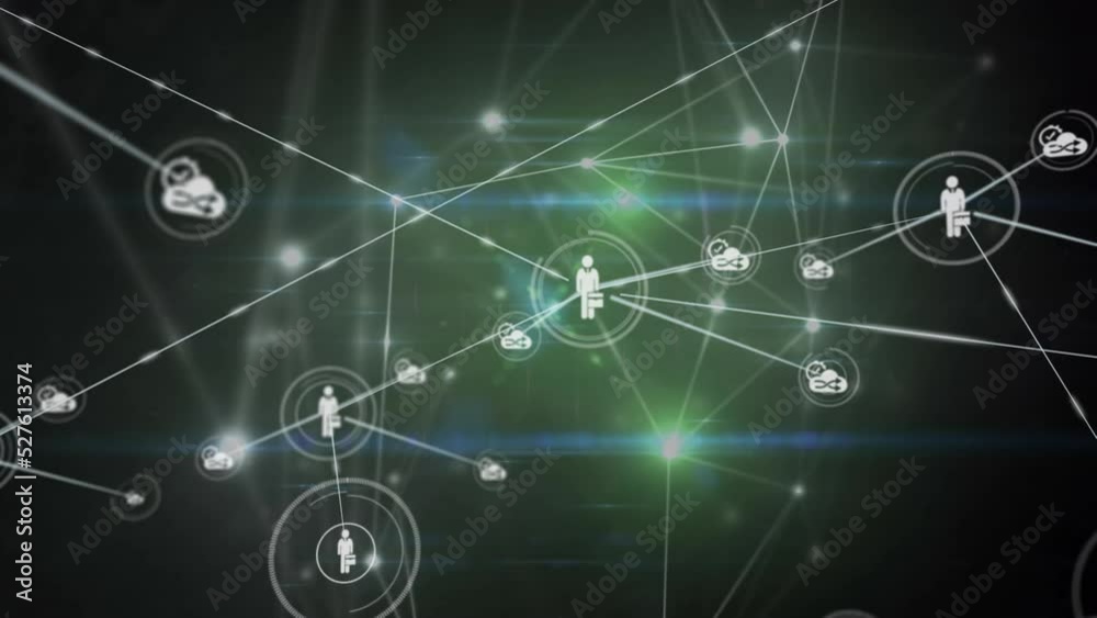 Animation of network of connections over black background Animation of network of connections over black background