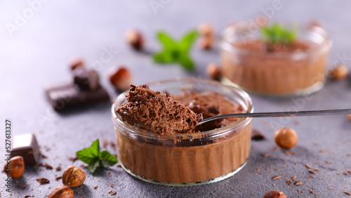 delicious creamy chocolate mousse and nut photo