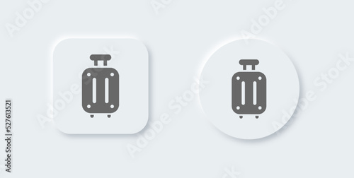 Suitcase line icon in neomorphic design style. Baggage bag signs vector illustration.