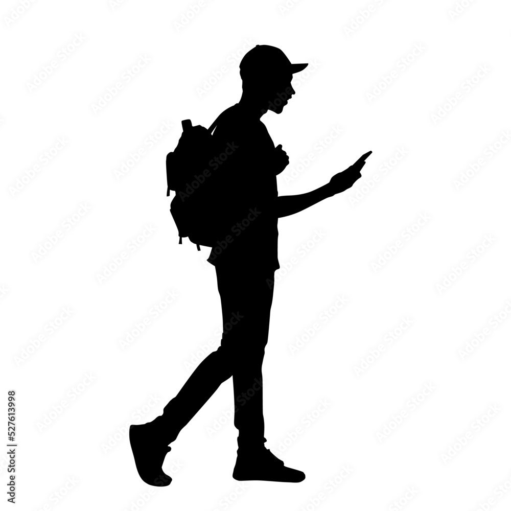Student Walking smartphone Silhouette