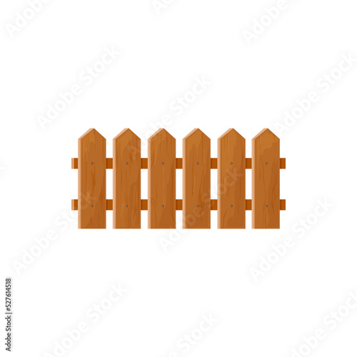 Outdoor barrier of pickets isolated wooden fence farm design element. Vector hardwood garden slats parallel farming boundary old timber plank panels, rural home security and protection fencing