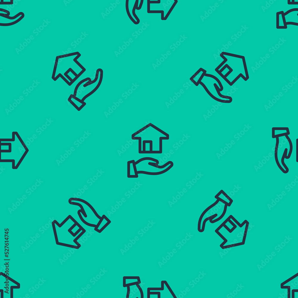 Blue line Realtor icon isolated seamless pattern on green background. Buying house. Vector Blue line Realtor icon isolated seamless pattern on green background. Buying house. Vector