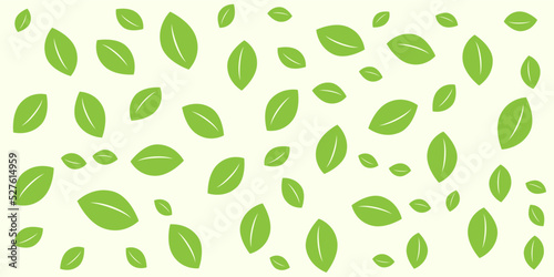 Pattern of Green Leaves of Different Sizes and Orientation - Background, Seasonal Wallpaper for Spring, Summer, Early Autumn - Vector Illustration