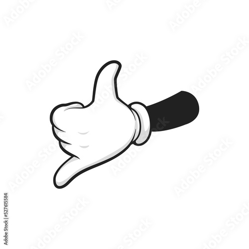 Hand sign fist with elongated little finger and thumb up isolated hand gesture icon. Vector pinky finger like promise symbol, cartoon arm in glove. Reconciliation or oath between lovers or friends