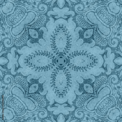 Deep toned blue antique tapestry pattern