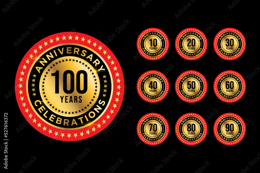 Set of anniversary celebration logo Set of anniversary celebration logo