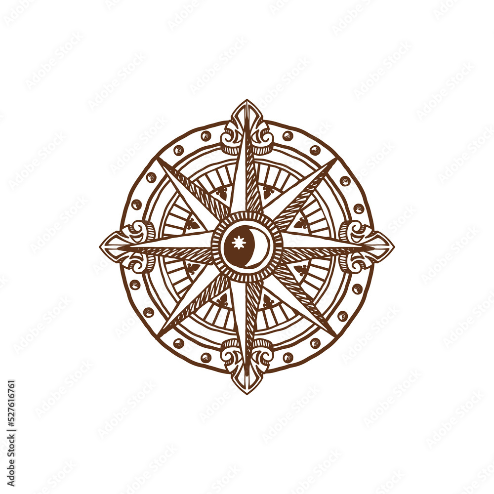 Wind Rose Marine Navigation Instrument Isolated Medieval Map Sign wind-rose-marine-navigation-instrument-isolated-medieval-map-sign