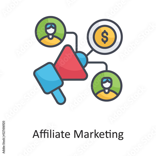 Affiliate Marketing Filled Outline Vector Icon Design illustration on White background. EPS 10 File