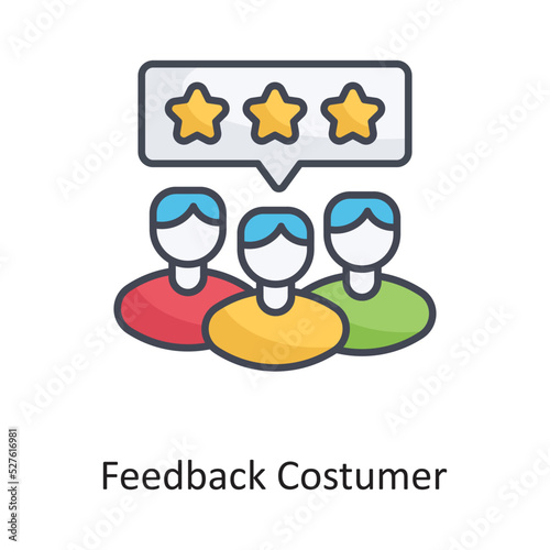 Feedback Costumer Filled Outline Vector Icon Design illustration on White background. EPS 10 File