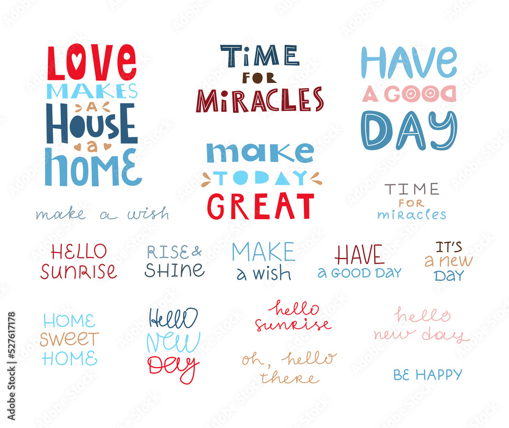 Set of handmade quote. Hand lettering typography poster. For housewarming posters, greeting cards, home decorations, print, textile. Vector illustration. Set of handmade quote. Hand lettering typography poster. For housewarming posters, greeting cards, home decorations, print, textile. Vector illustration.