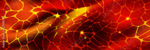 Texture of volcano lava river, solar prominences or glowing magma surface top view