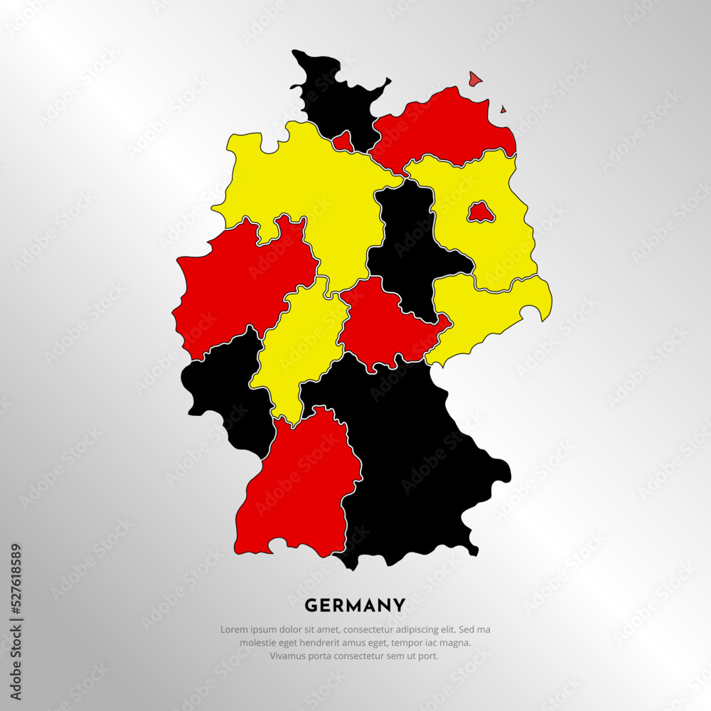 Fototapeta premium Modern German maps design vector silhouette. Colorful World German maps vector