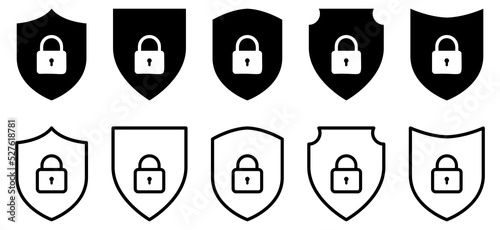 Set of security shield icons. Security shield symbols. Vector illustration