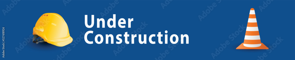 Fototapeta premium under construction, Helmet for builder worker and Traffic cones., Horizontal banner , vector illustration.