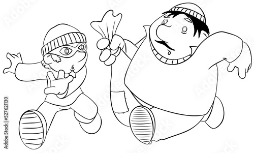Photo Thieves. Element for coloring page. Cartoon style.