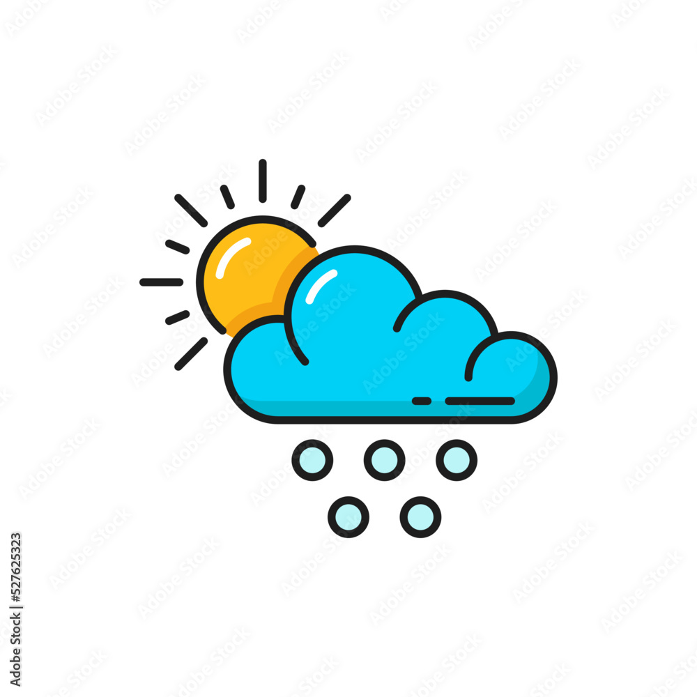 Weather forecast, cloud, rain and sun color outline icon, vector symbol