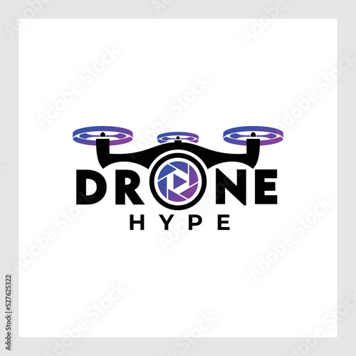 Template Drone Logo.Drone Logo Design Vector Template, Colorful Lens Camera