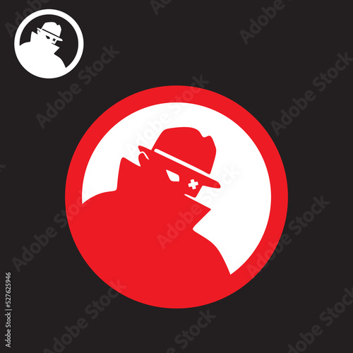spy, detective logo, great silhouette of aman wear jacket and hat, vector illustrations