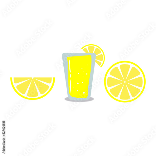 lemonade and lemons set yellow