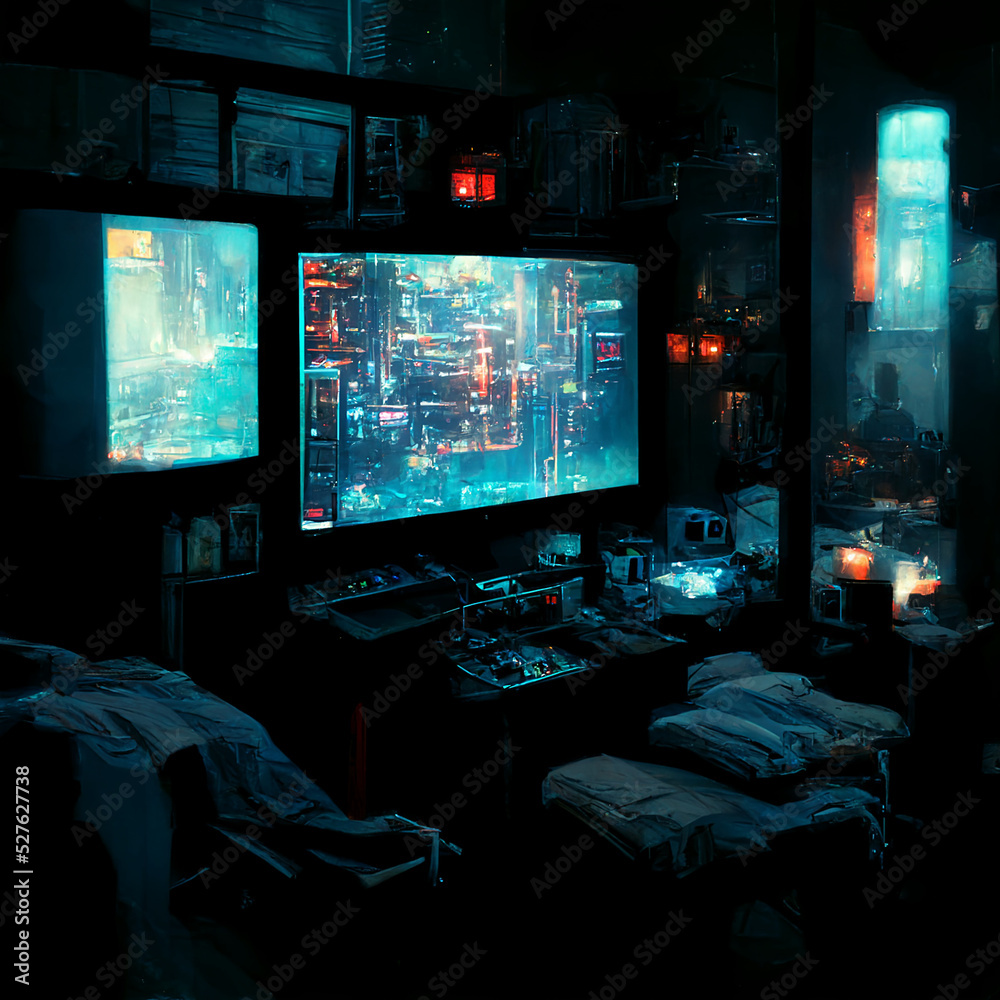 Naklejka premium The futuristic look laboratory with full of technology - Digital Generate Image