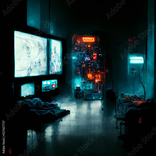 The futuristic look laboratory with full of technology - Digital Generate Image