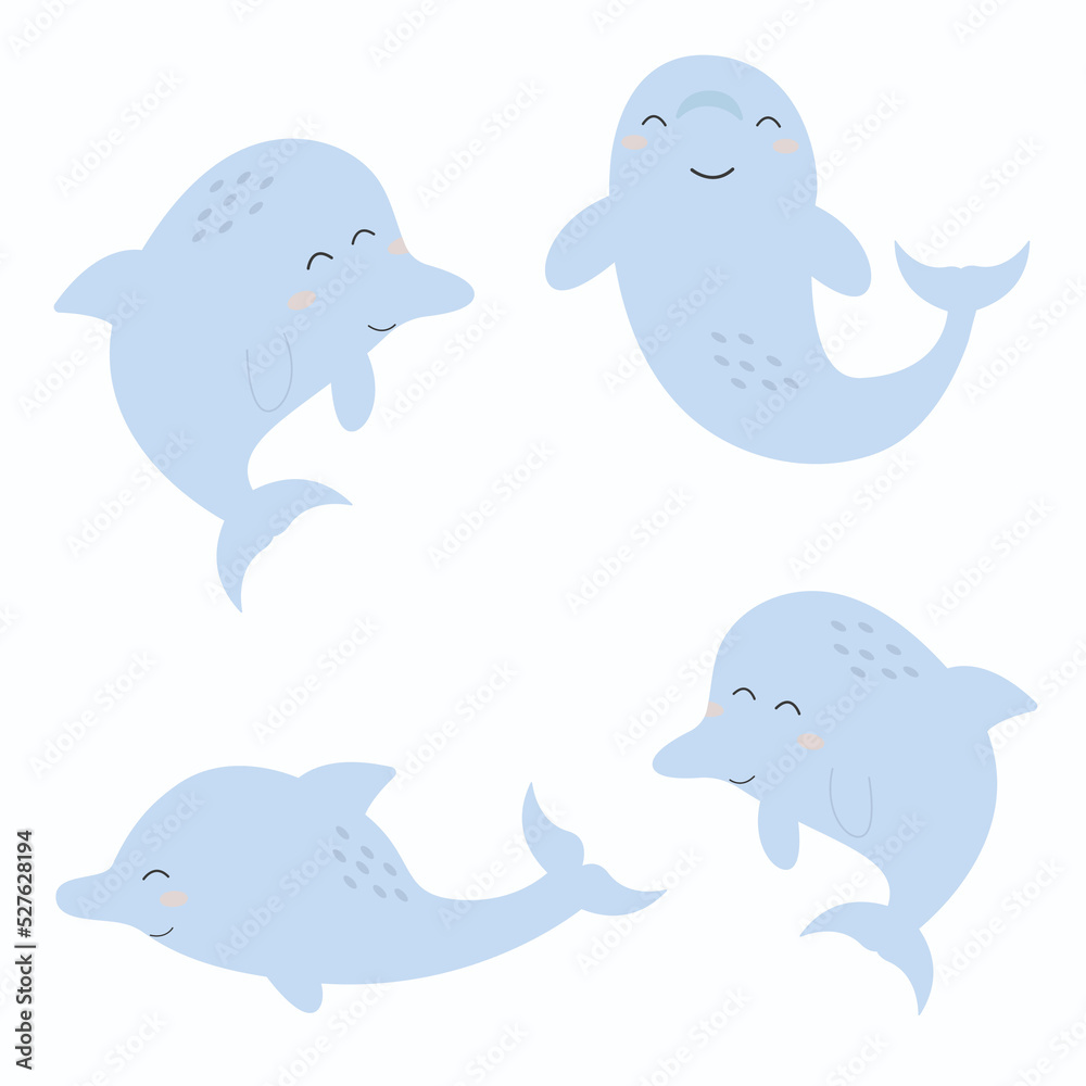 Dolphin in boho style. Vector illustration