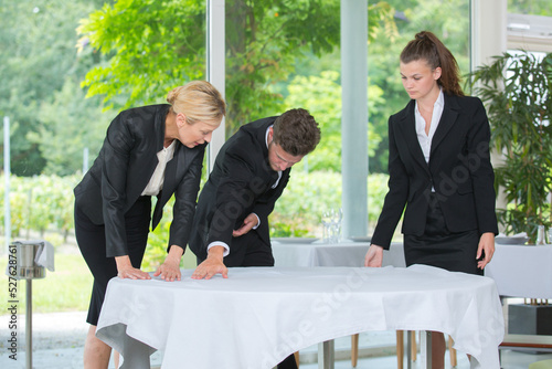 setting up a wedding table