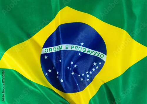 Brazilian flag. Selective focus. Translation: order and progress.