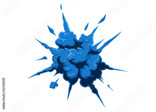 Blue explosion element illustration for comic, poster, book, painting, drawing, background. Bomb effect. Vector eps 10