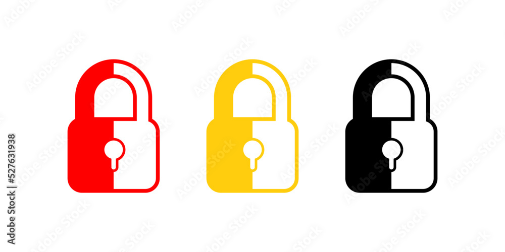 lock web icon set Flat style Unlock symbol collection sign marker lock web icon set Flat style Unlock symbol collection sign marker