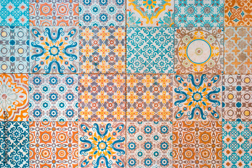 Bright old patterned tile. Beautiful retro Background, texture, pattern