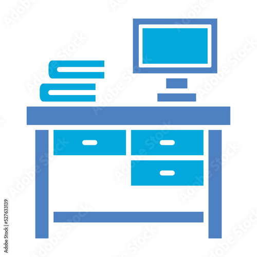 Desk Glyph Two Color Icon photo