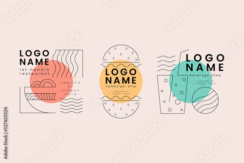 Food and Drink line logo for branding and company thin line logo and geometric and organic form style for branding and company photo