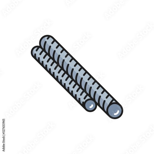 Rods for reinforcing concrete isolated outline icon. Vector rolled metal stainless steel product, aluminium pipe profile, armature cylinder tube