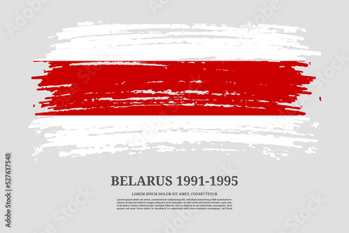 Belarus flag in 1991-1995 flag with brush stroke effect and information text poster, vector