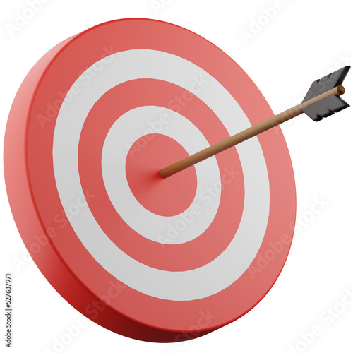 arrow hitting target on transparent background. 3D Illustration